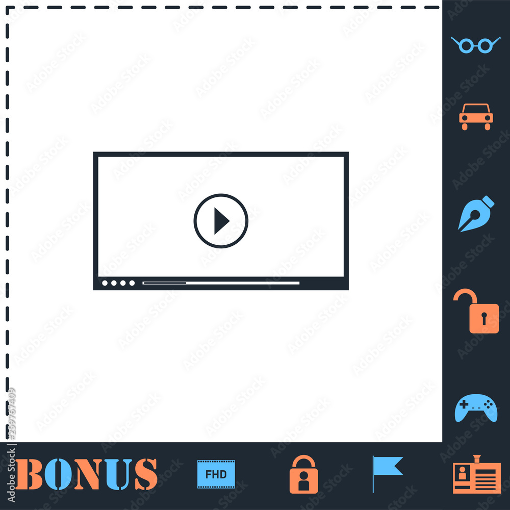 Video player for web icon flat Video player for web icon flat