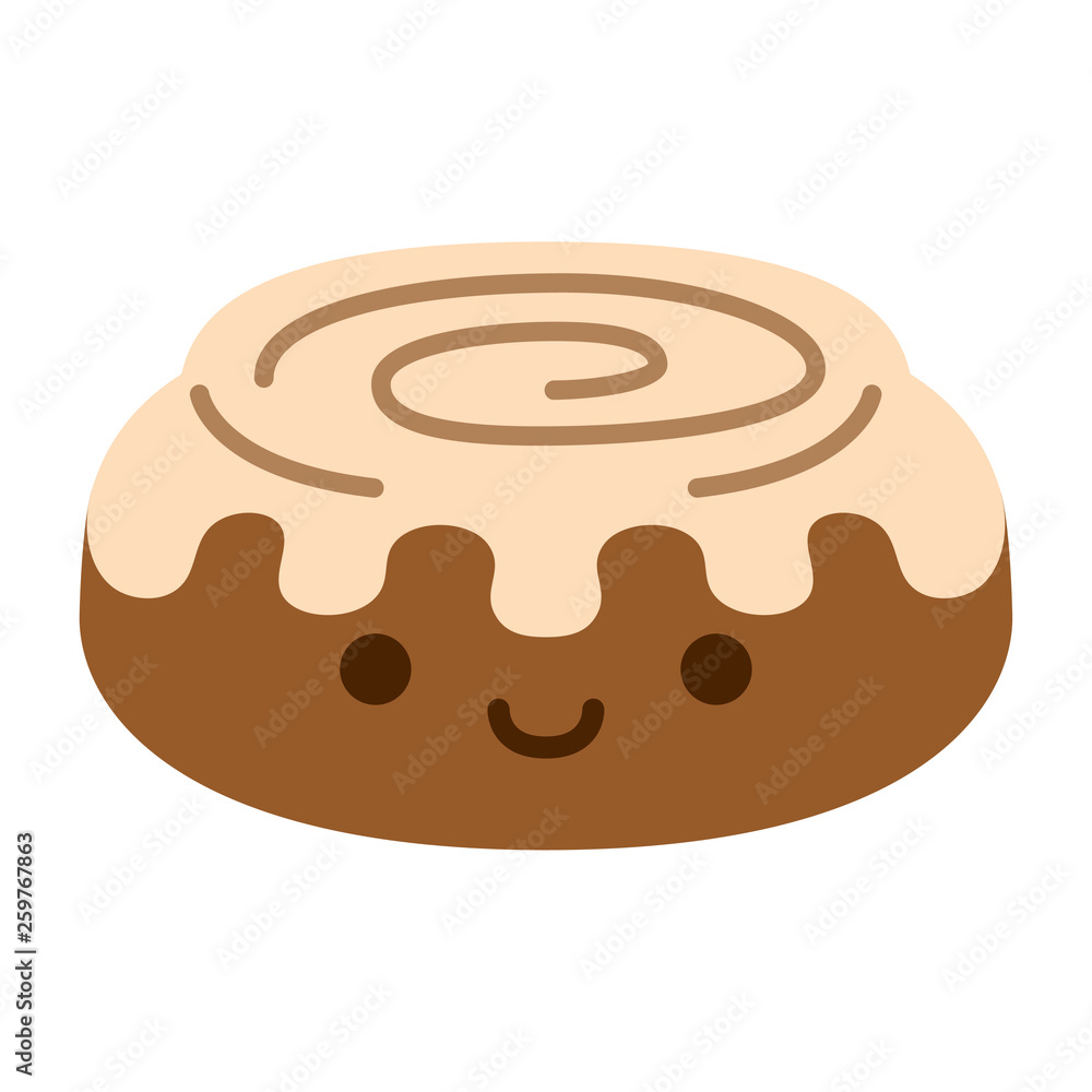 Cartoon Cinnamon Roll Icon Isolated On White Background ilustración de