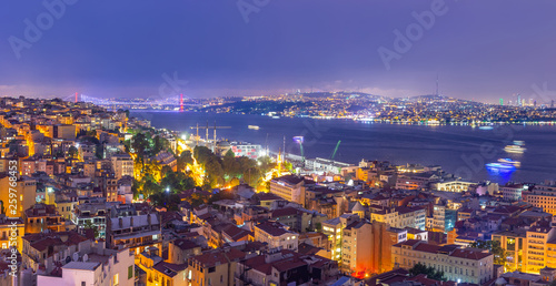 Bosphorus view from Galata tower at night