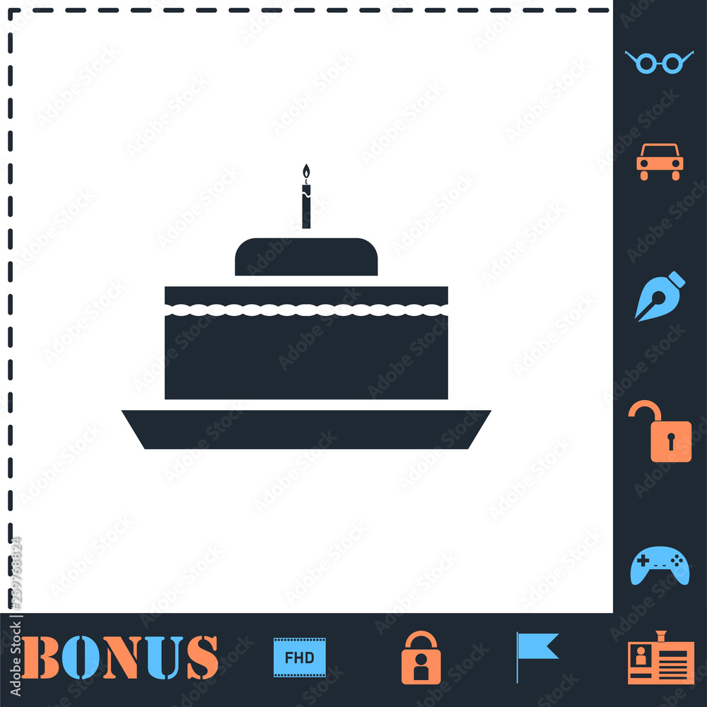 Birthday cake icon flat Birthday cake icon flat