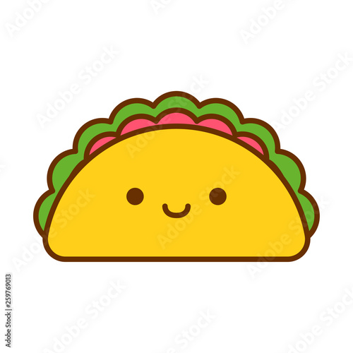 Plakat Cartoon Cute Taco Icon Isolated On White Background
