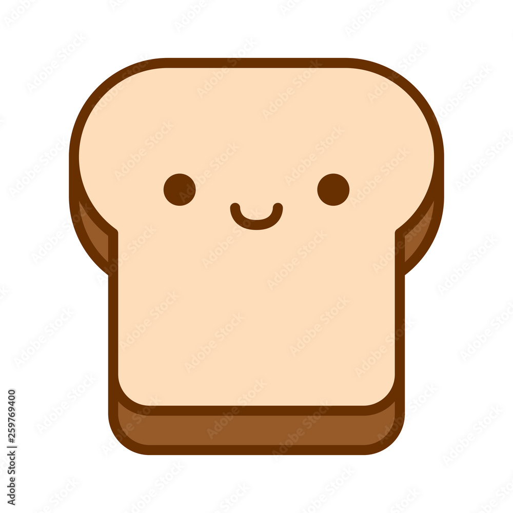 Plakat Kreskówka ładny chleb ikona na białym tle