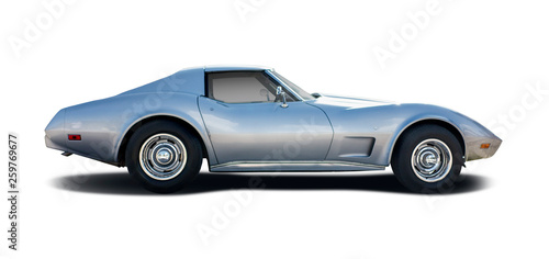 Cuadro en lienzo American classic muscle car side view isolated on white