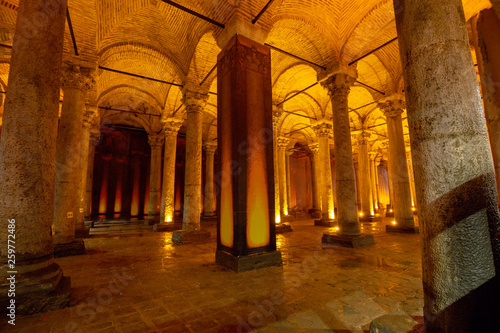 The Basilica Cistern - underground water reservoir build by Emperor Justinianus in 6th century  Istanbul  Turkey