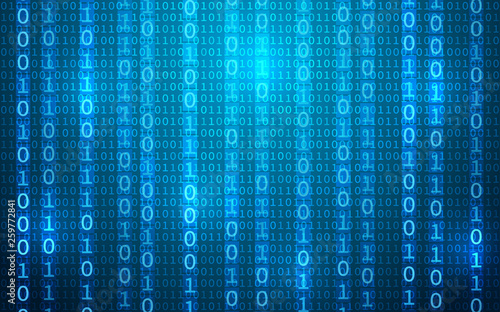 Blue digital background. Random binary code