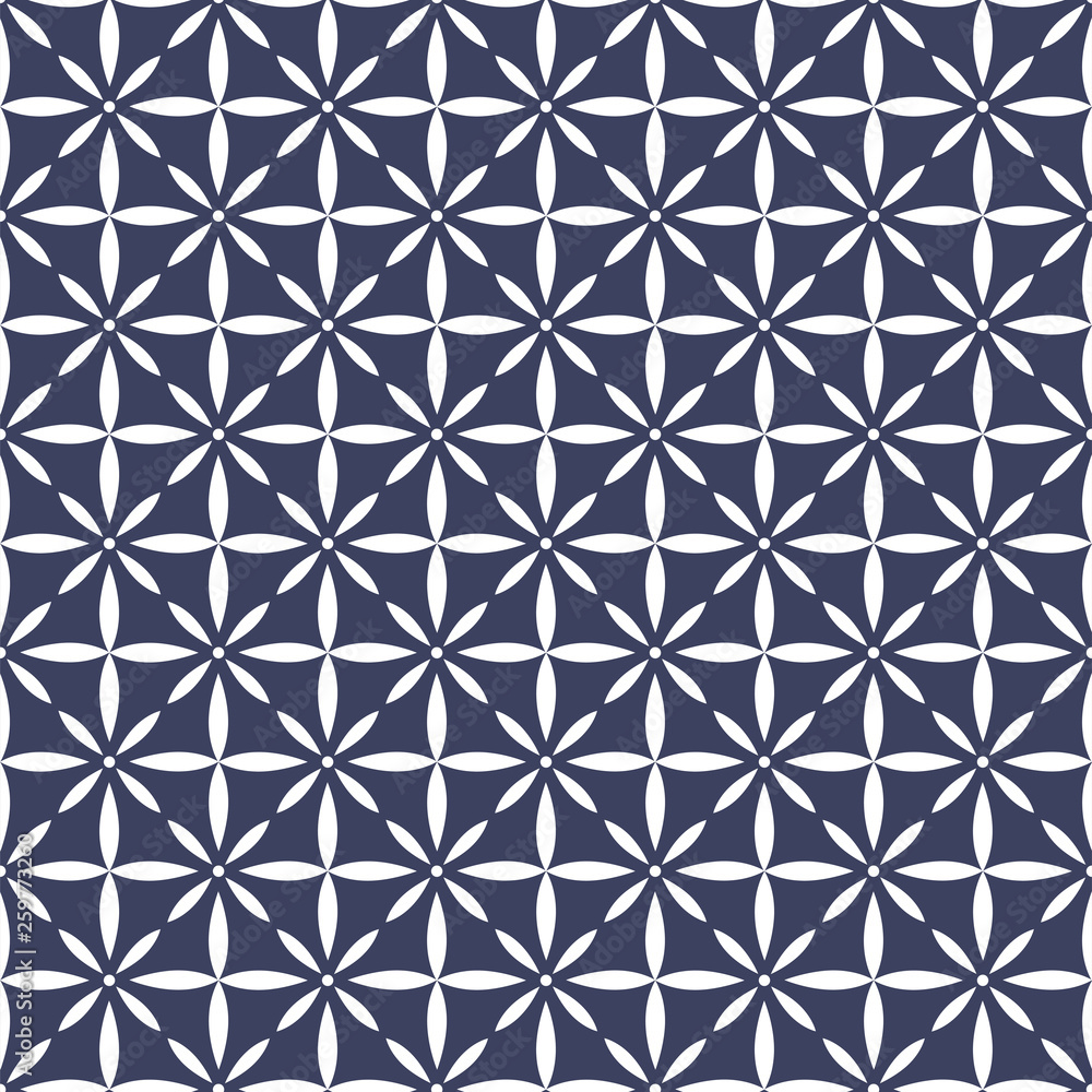 Fototapeta premium Abstract floral seamless pattern for tile. Elegance vector background on dark blue background