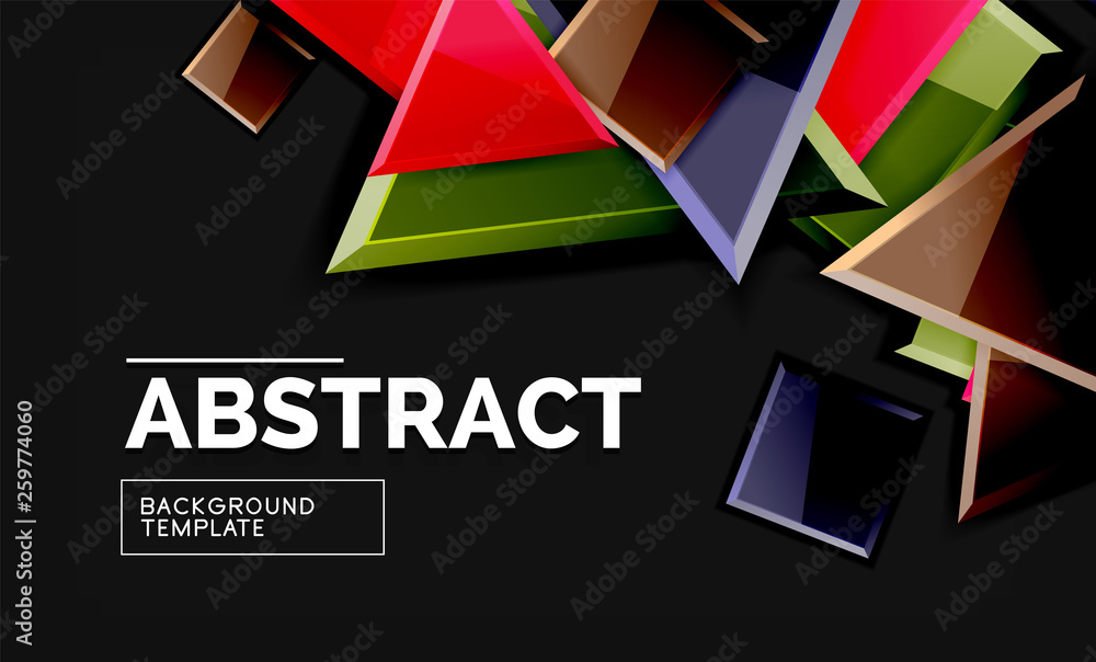 Obraz premium Glossy squares and triangles geometric backgrounds