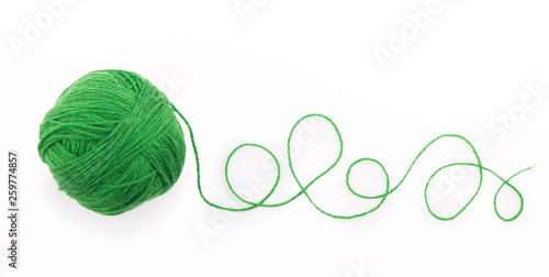 Schilderij op canvas Ball of yarn on the white background