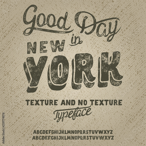 New York. Retro and vintage hadmade logo and font. Print on clothes, sticker. Serif font.