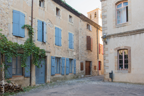 The medieval stone architecture and the old narrow street of Lagrasse.