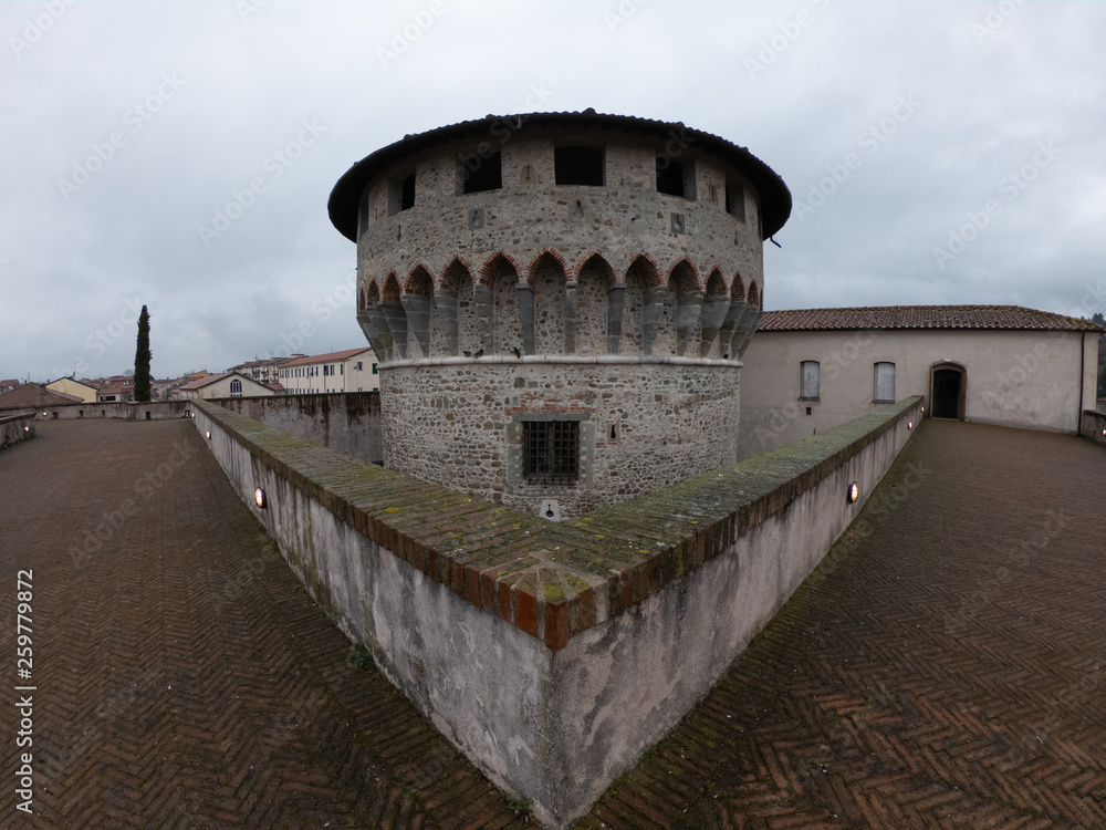 The Citadel fortress of Firmafede in Sarzana Italy, ceiling tower centered view