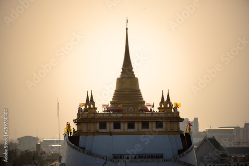 The Golden Mount at Wat Saket, Travel Landmark of Bangkok THAILAND © tar