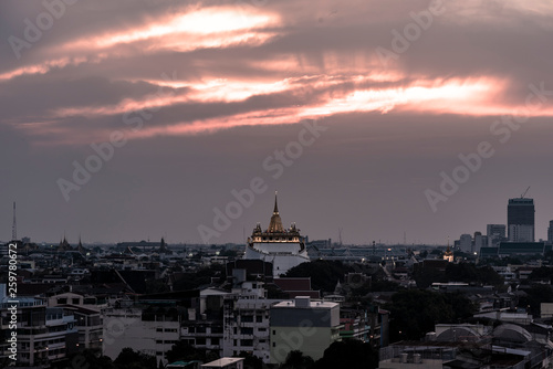 The Golden Mount at Wat Saket, Travel Landmark of Bangkok THAILAND