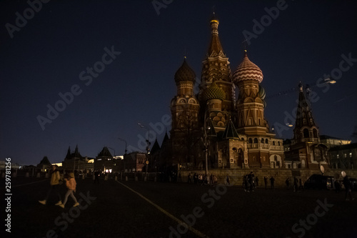 Moscow, Russia - March 30, 2019: Action "Earth Hour" on the Red Square in Moscow