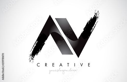 AV Letter Design with Brush Stroke and Modern 3D Look.