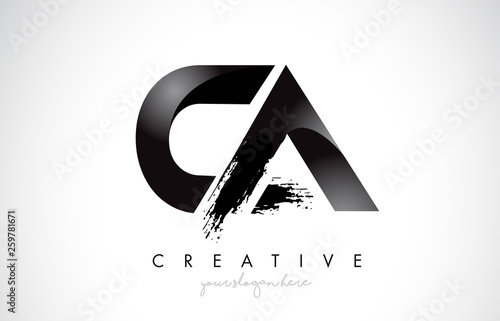 CA Letter Design with Brush Stroke and Modern 3D Look.
