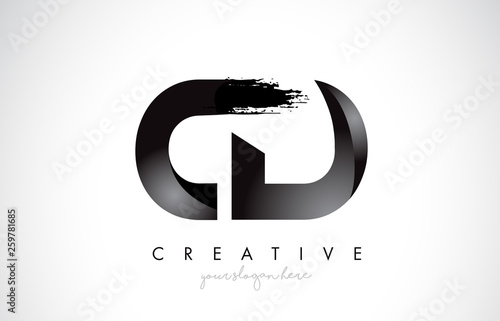 CD Letter Design with Brush Stroke and Modern 3D Look.