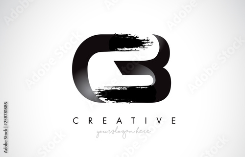 CB Letter Design with Brush Stroke and Modern 3D Look.