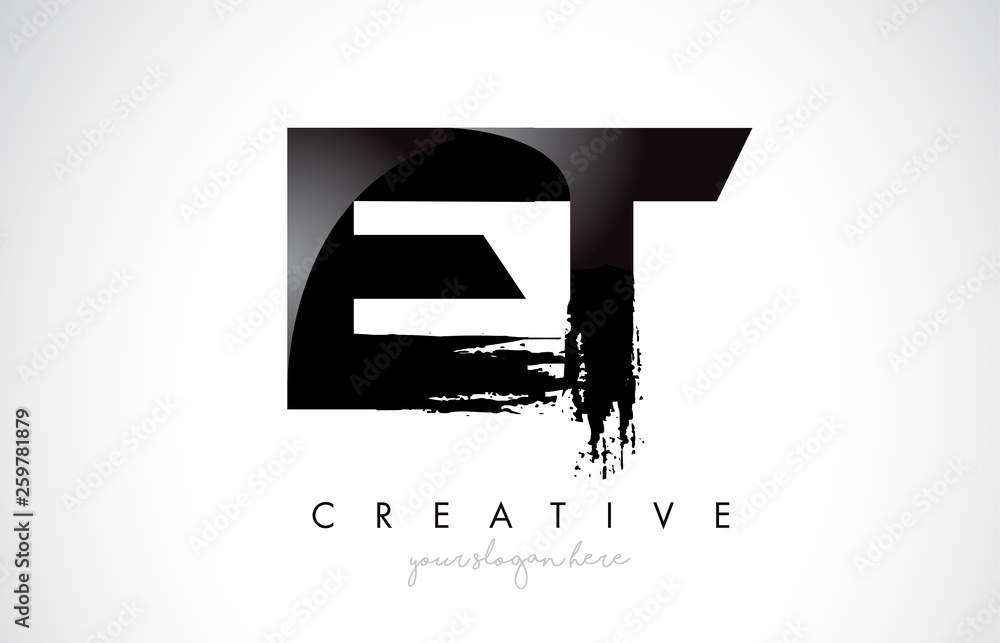 ET Letter Design with Brush Stroke and Modern 3D Look. Stock Vector ...