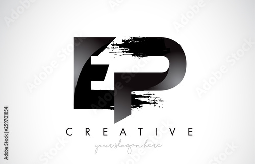 Canvas Print EP Letter Design with Brush Stroke and Modern 3D Look.