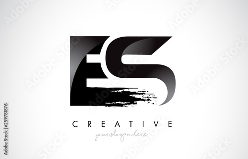 ES E S Letter Design with Brush Stroke and Modern 3D Look.