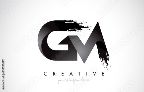 GM Letter Design with Brush Stroke and Modern 3D Look. photo