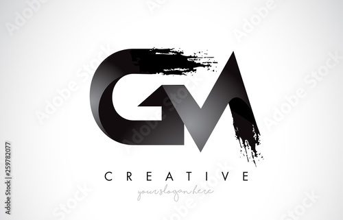 GM Letter Design with Brush Stroke and Modern 3D Look.