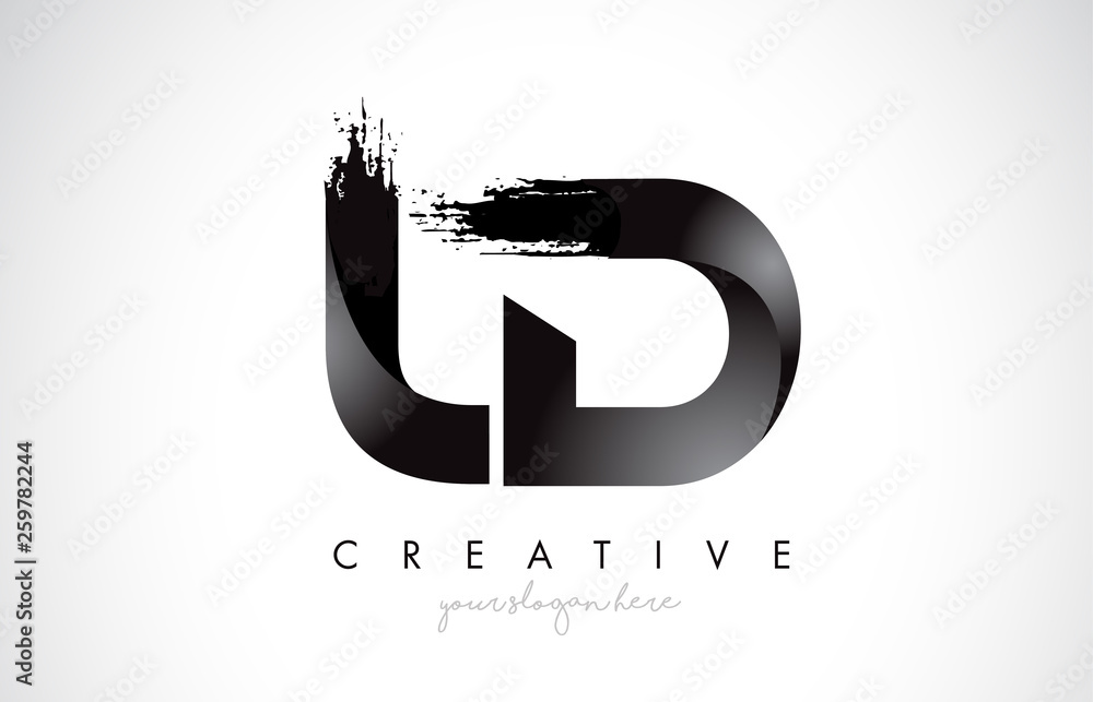 LD Letter Design with Brush Stroke and Modern 3D Look. Stock Vector ...