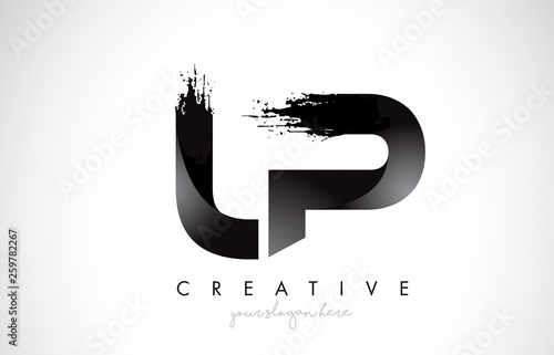 LP Letter Design with Brush Stroke and Modern 3D Look.
