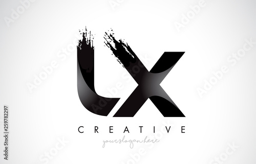 LX Letter Design with Brush Stroke and Modern 3D Look.