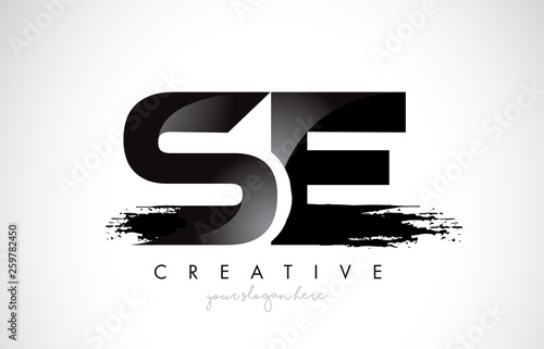 SE Letter Design with Brush Stroke and Modern 3D Look.
