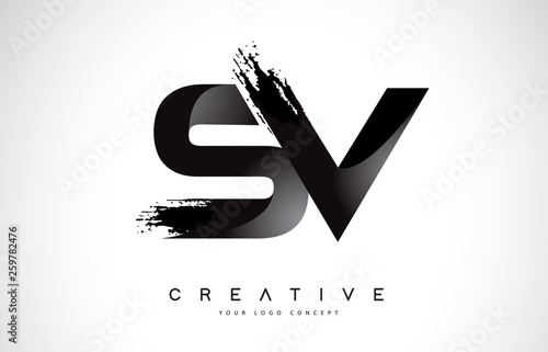 SV Letter Design with Brush Stroke and Modern 3D Look.