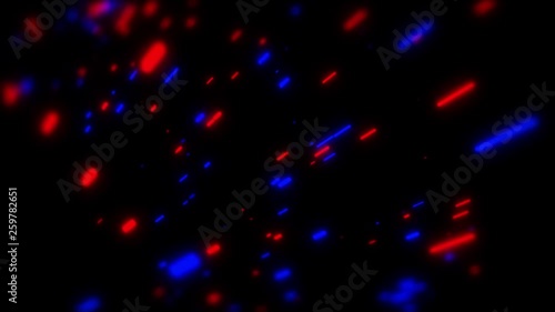 Glow laser lines and stripes abstract neon 3d animated background. Particle rain