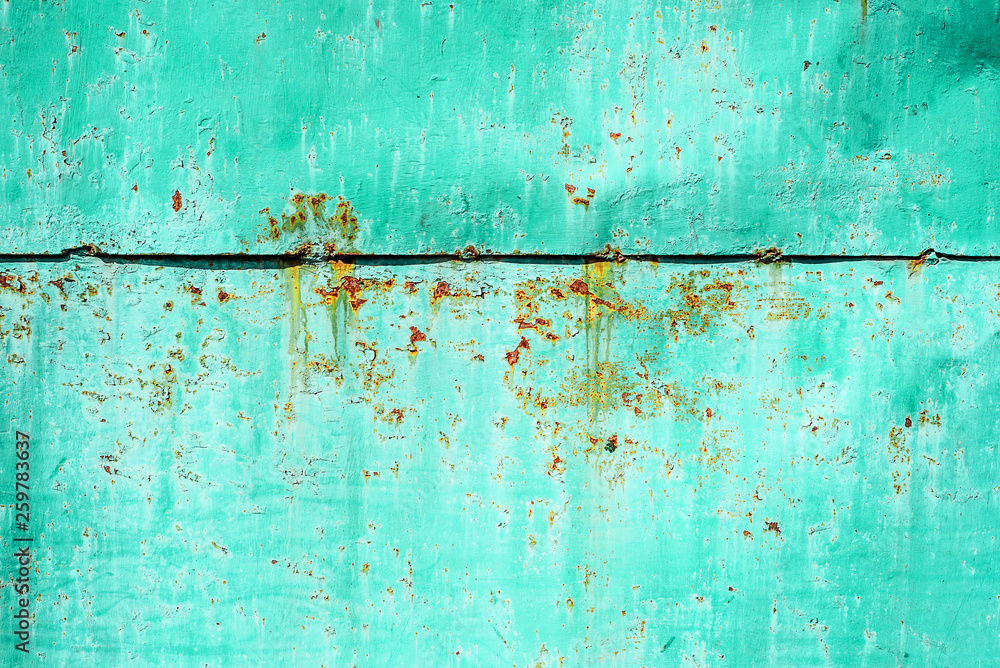 Old rusty metal from two part, painted blue which becames orange from rust. Horizontal texture Old rusty metal from two part, painted blue which becames orange from rust. Horizontal texture