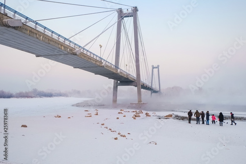 winter view of the river and the bridge