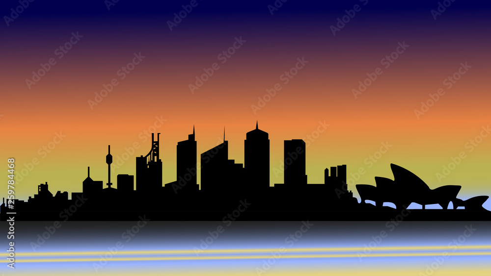 Evening Sydney in silhouette.