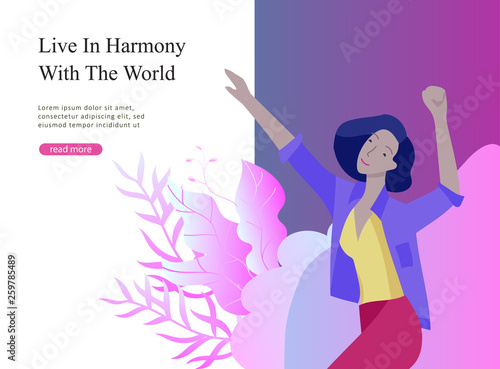 Web page design template for beauty dreams, International Womens Day, girls power, wellness, body care, healthy life, design vector illustration concept for website and mobile website development
