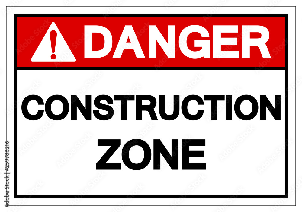 Danger Construction Zone Symbol Sign, Vector Illustration, Isolate On White Background Label. EPS10