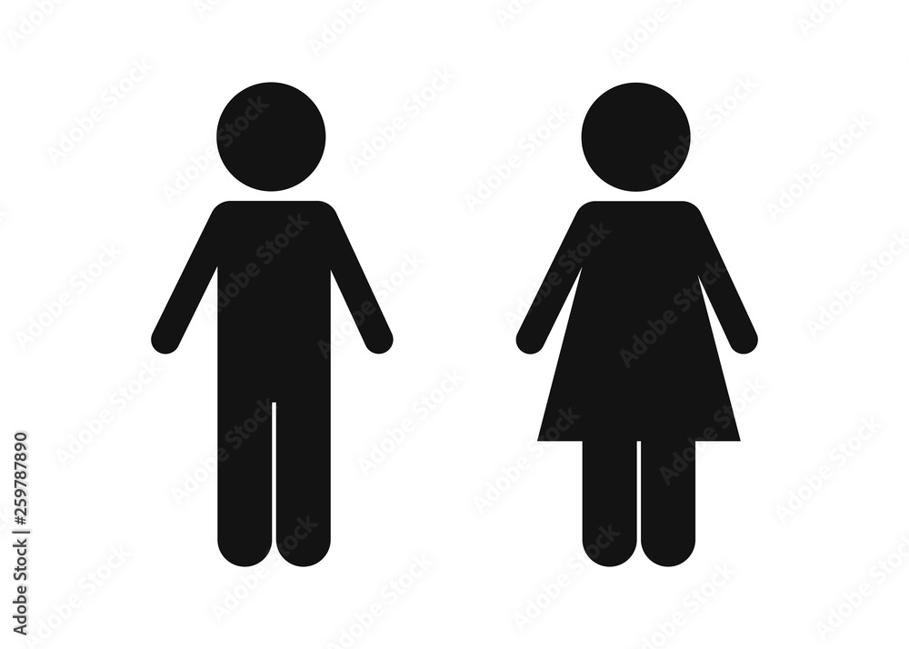 Man and woman icon isolated on white background. Vector illustration.