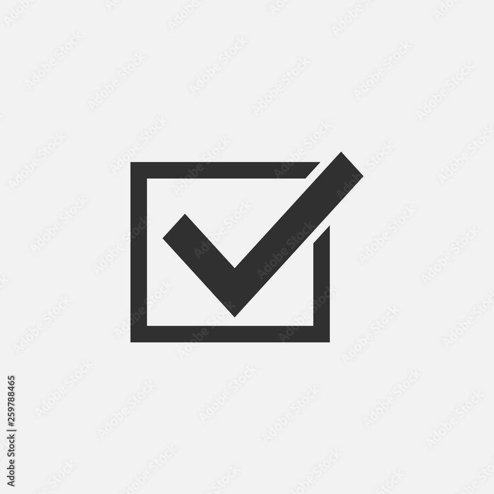 Black check icon isolated on white background. Vector illustration. Black check icon isolated on white background. Vector illustration.