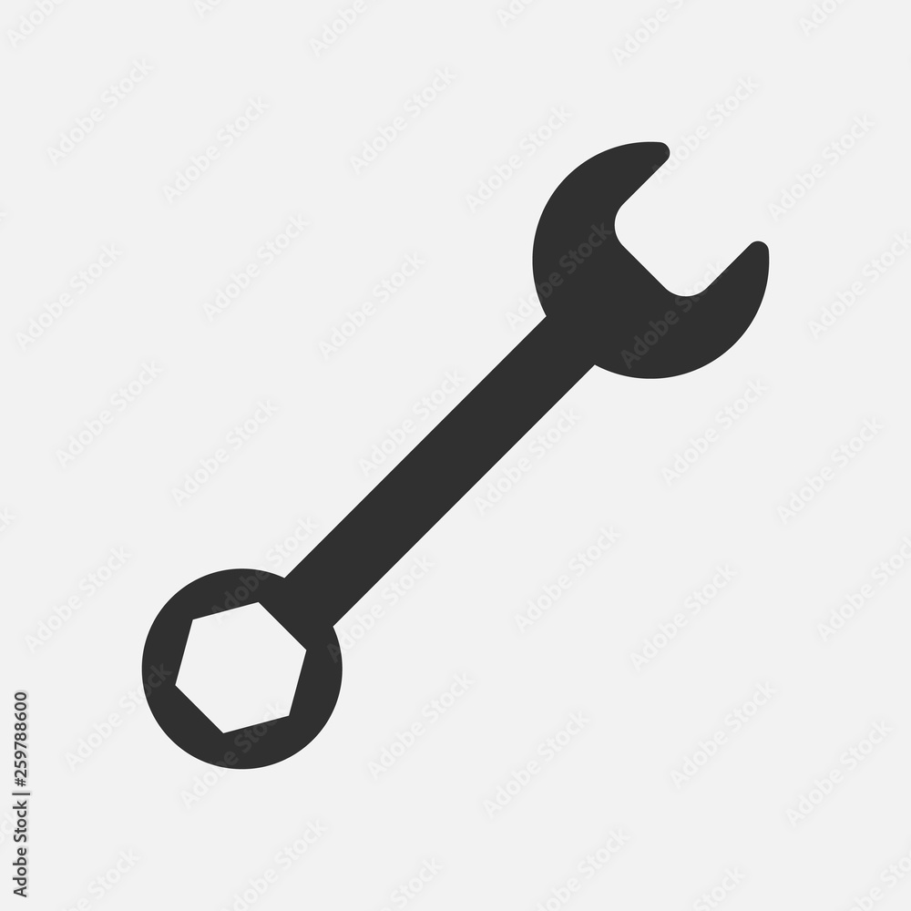 Wrench icon isolated on white background. Vector illustration. Wrench icon isolated on white background. Vector illustration.