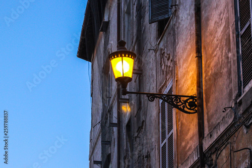 Photography The lantern on the building in the evening Rome