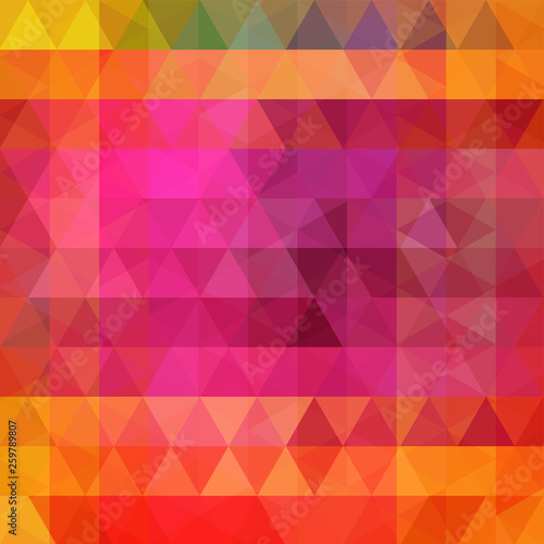 Triangle vector background. Can be used in cover design, book design, website background. Vector illustration. Pink, orange colors.