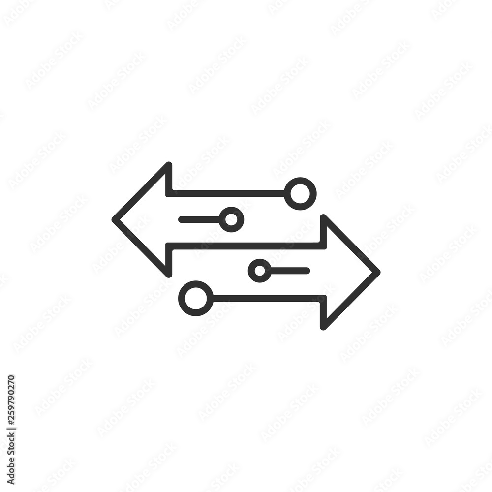 arrow to left and right line icon. isolated on white background. Vector illustration.