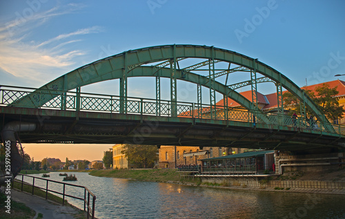 Steel bridge that crosses Begej river in Zrenjanin, Serbia © Zeljko