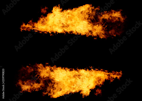 Flame frame isolated on black, copy space