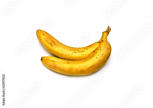 Ripe banana fruit on white background