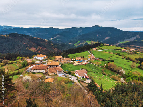 Village and landscape of the Basque country.