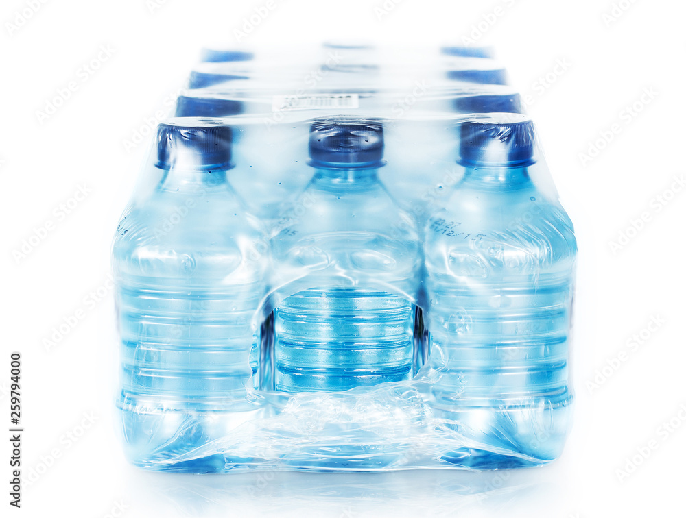 packed plastic bottles of water isolated packed plastic bottles of water isolated