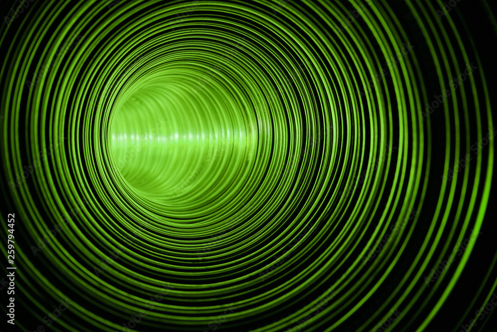 Green way. Imaginary passageway to green ecological world. Futuristic metallic circular tunnel illuminated by green light source reflected in shiny walls. Green way. Imaginary passageway to green ecological world. Futuristic metallic circular tunnel illuminated by green light source reflected in shiny walls.
